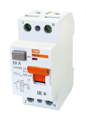 TDM ELECTRIC SQ0203-0015 Устройство защитного отключения ВД1-63 2Р 50А 300мА TDM